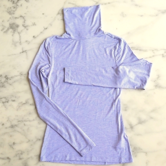 NWOT. H&M Rayon and Spandex Multicolor Light Purple Turtleneck Long Sleeve Top. - Picture 3 of 4